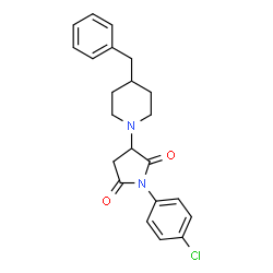 ChemSpider 2D Image | 3-(4-Benzyl-1-piperidinyl)-1-(4-chlorophenyl)-2,5-pyrrolidinedione | C22H23ClN2O2