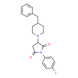 ChemSpider 2D Image | 3-(4-Benzyl-1-piperidinyl)-1-(4-fluorophenyl)-2,5-pyrrolidinedione | C22H23FN2O2