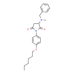 ChemSpider 2D Image | 3-(Benzyl-methyl-amino)-1-(4-hexyloxy-phenyl)-pyrrolidine-2,5-dione | C24H30N2O3