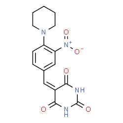 ChemSpider 2D Image | 5-[3-Nitro-4-(1-piperidinyl)benzylidene]-2,4,6(1H,3H,5H)-pyrimidinetrione | C16H16N4O5
