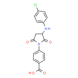 ChemSpider 2D Image | 4-{3-[(4-Chlorophenyl)amino]-2,5-dioxo-1-pyrrolidinyl}benzoic acid | C17H13ClN2O4