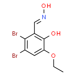 ChemSpider 2D Image | 3,4-Dibromo-6-ethoxy-2-[(E)-(hydroxyimino)methyl]phenol | C9H9Br2NO3