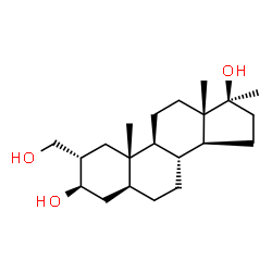 ChemSpider 2D Image | 2alpha-(Hydroxymethyl)-17-methyl-5alpha-androstane-3beta,17beta-diol | C21H36O3