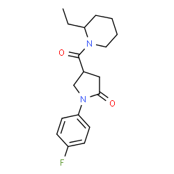 ChemSpider 2D Image | 4-[(2-Ethyl-1-piperidinyl)carbonyl]-1-(4-fluorophenyl)-2-pyrrolidinone | C18H23FN2O2