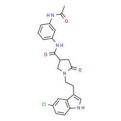 ChemSpider 2D Image | N-(3-Acetamidophenyl)-1-[2-(5-chloro-1H-indol-3-yl)ethyl]-5-oxo-3-pyrrolidinecarboxamide | C23H23ClN4O3