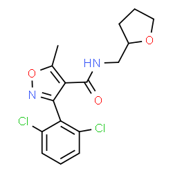 ChemSpider 2D Image | 3-(2,6-Dichlorophenyl)-5-methyl-N-(tetrahydro-2-furanylmethyl)-1,2-oxazole-4-carboxamide | C16H16Cl2N2O3