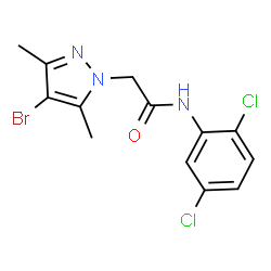 ChemSpider 2D Image | 2-(4-Bromo-3,5-dimethyl-1H-pyrazol-1-yl)-N-(2,5-dichlorophenyl)acetamide | C13H12BrCl2N3O