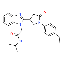 ChemSpider 2D Image | 2-{2-[1-(4-Ethylphenyl)-5-oxo-3-pyrrolidinyl]-1H-benzimidazol-1-yl}-N-isopropylacetamide | C24H28N4O2