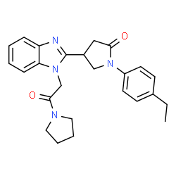 ChemSpider 2D Image | 1-(4-Ethylphenyl)-4-{1-[2-oxo-2-(1-pyrrolidinyl)ethyl]-1H-benzimidazol-2-yl}-2-pyrrolidinone | C25H28N4O2