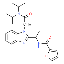 ChemSpider 2D Image | N-(1-{1-[2-(Diisopropylamino)-2-oxoethyl]-1H-benzimidazol-2-yl}ethyl)-2-furamide | C22H28N4O3