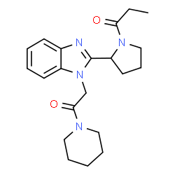 ChemSpider 2D Image | 1-(2-{1-[2-Oxo-2-(1-piperidinyl)ethyl]-1H-benzimidazol-2-yl}-1-pyrrolidinyl)-1-propanone | C21H28N4O2