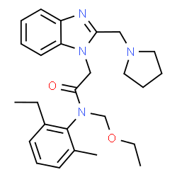 ChemSpider 2D Image | N-(Ethoxymethyl)-N-(2-ethyl-6-methylphenyl)-2-[2-(1-pyrrolidinylmethyl)-1H-benzimidazol-1-yl]acetamide | C26H34N4O2