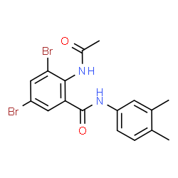 ChemSpider 2D Image | 2-Acetamido-3,5-dibromo-N-(3,4-dimethylphenyl)benzamide | C17H16Br2N2O2