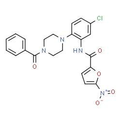 ChemSpider 2D Image | N-[2-(4-Benzoyl-1-piperazinyl)-5-chlorophenyl]-5-nitro-2-furamide | C22H19ClN4O5