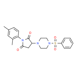 ChemSpider 2D Image | 1-(2,4-Dimethylphenyl)-3-[4-(phenylsulfonyl)-1-piperazinyl]-2,5-pyrrolidinedione | C22H25N3O4S