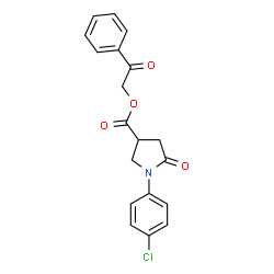 ChemSpider 2D Image | 2-Oxo-2-phenylethyl 1-(4-chlorophenyl)-5-oxo-3-pyrrolidinecarboxylate | C19H16ClNO4