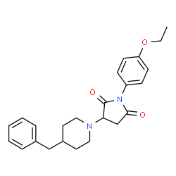 ChemSpider 2D Image | 3-(4-Benzyl-1-piperidinyl)-1-(4-ethoxyphenyl)-2,5-pyrrolidinedione | C24H28N2O3