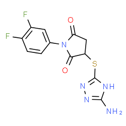 ChemSpider 2D Image | 3-[(3-Amino-1H-1,2,4-triazol-5-yl)sulfanyl]-1-(3,4-difluorophenyl)-2,5-pyrrolidinedione | C12H9F2N5O2S