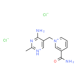ChemSpider 2D Image | 4-Amino-5-[(3-carbamoyl-1-pyridiniumyl)methyl]-2-methylpyrimidin-1-ium dichloride | C12H15Cl2N5O