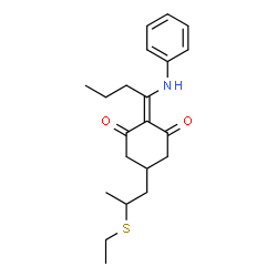 ChemSpider 2D Image | 2-(1-Anilinobutylidene)-5-[2-(ethylsulfanyl)propyl]-1,3-cyclohexanedione | C21H29NO2S