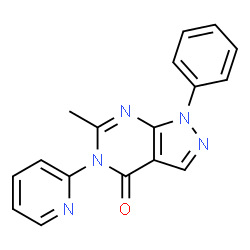 ChemSpider 2D Image | 6-Methyl-1-phenyl-5-(2-pyridinyl)-1,5-dihydro-4H-pyrazolo[3,4-d]pyrimidin-4-one | C17H13N5O