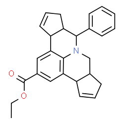 ChemSpider 2D Image | Ethyl 7-phenyl-3b,6,6a,7,9,9a,10,12a-octahydrocyclopenta[c]cyclopenta[4,5]pyrido[3,2,1-ij]quinoline-2-carboxylate | C27H27NO2