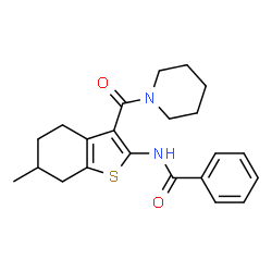 ChemSpider 2D Image | N-[6-Methyl-3-(1-piperidinylcarbonyl)-4,5,6,7-tetrahydro-1-benzothiophen-2-yl]benzamide | C22H26N2O2S