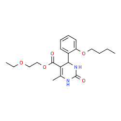 ChemSpider 2D Image | 2-Ethoxyethyl 4-(2-butoxyphenyl)-6-methyl-2-oxo-1,2,3,4-tetrahydro-5-pyrimidinecarboxylate | C20H28N2O5