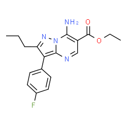ChemSpider 2D Image | Ethyl 7-amino-3-(4-fluorophenyl)-2-propylpyrazolo[1,5-a]pyrimidine-6-carboxylate | C18H19FN4O2