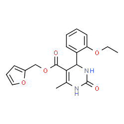 ChemSpider 2D Image | 2-Furylmethyl 4-(2-ethoxyphenyl)-6-methyl-2-oxo-1,2,3,4-tetrahydro-5-pyrimidinecarboxylate | C19H20N2O5