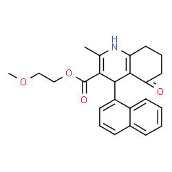 ChemSpider 2D Image | 2-Methoxyethyl 2-methyl-4-(1-naphthyl)-5-oxo-1,4,5,6,7,8-hexahydro-3-quinolinecarboxylate | C24H25NO4