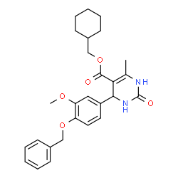 ChemSpider 2D Image | Cyclohexylmethyl 4-[4-(benzyloxy)-3-methoxyphenyl]-6-methyl-2-oxo-1,2,3,4-tetrahydro-5-pyrimidinecarboxylate | C27H32N2O5