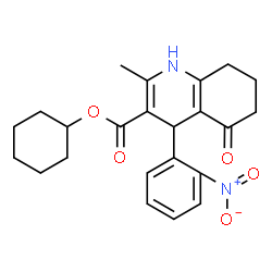 ChemSpider 2D Image | Cyclohexyl 2-methyl-4-(2-nitrophenyl)-5-oxo-1,4,5,6,7,8-hexahydro-3-quinolinecarboxylate | C23H26N2O5