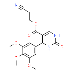 ChemSpider 2D Image | 2-Cyanoethyl 6-methyl-2-oxo-4-(3,4,5-trimethoxyphenyl)-1,2,3,4-tetrahydro-5-pyrimidinecarboxylate | C18H21N3O6