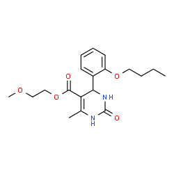 ChemSpider 2D Image | 2-Methoxyethyl 4-(2-butoxyphenyl)-6-methyl-2-oxo-1,2,3,4-tetrahydro-5-pyrimidinecarboxylate | C19H26N2O5