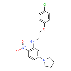 ChemSpider 2D Image | N-[2-(4-Chlorophenoxy)ethyl]-2-nitro-5-(1-pyrrolidinyl)aniline | C18H20ClN3O3