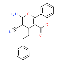 ChemSpider 2D Image | 2-Amino-5-oxo-4-(2-phenylethyl)-4H,5H-pyrano[3,2-c]chromene-3-carbonitrile | C21H16N2O3