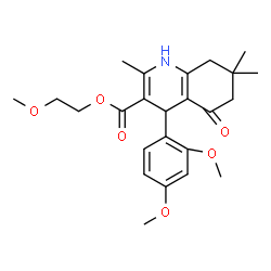 ChemSpider 2D Image | 2-Methoxyethyl 4-(2,4-dimethoxyphenyl)-2,7,7-trimethyl-5-oxo-1,4,5,6,7,8-hexahydro-3-quinolinecarboxylate | C24H31NO6