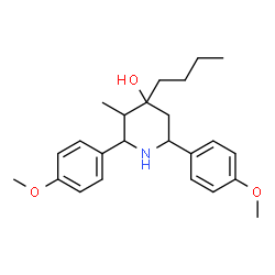 ChemSpider 2D Image | 4-Butyl-2,6-bis(4-methoxyphenyl)-3-methyl-4-piperidinol | C24H33NO3