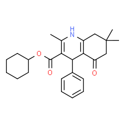 ChemSpider 2D Image | Cyclohexyl 2,7,7-trimethyl-5-oxo-4-phenyl-1,4,5,6,7,8-hexahydro-3-quinolinecarboxylate | C25H31NO3