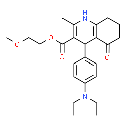 ChemSpider 2D Image | 2-Methoxyethyl 4-[4-(diethylamino)phenyl]-2-methyl-5-oxo-1,4,5,6,7,8-hexahydro-3-quinolinecarboxylate | C24H32N2O4