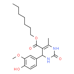 ChemSpider 2D Image | Heptyl 4-(4-hydroxy-3-methoxyphenyl)-6-methyl-2-oxo-1,2,3,4-tetrahydro-5-pyrimidinecarboxylate | C20H28N2O5