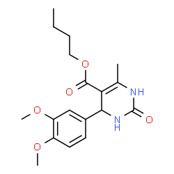 ChemSpider 2D Image | Butyl 4-(3,4-dimethoxyphenyl)-6-methyl-2-oxo-1,2,3,4-tetrahydro-5-pyrimidinecarboxylate | C18H24N2O5