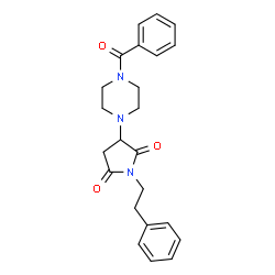 ChemSpider 2D Image | 3-(4-Benzoyl-piperazin-1-yl)-1-phenethyl-pyrrolidine-2,5-dione | C23H25N3O3