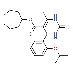 ChemSpider 2D Image | Cycloheptyl 4-(2-isopropoxyphenyl)-6-methyl-2-oxo-1,2,3,4-tetrahydro-5-pyrimidinecarboxylate | C22H30N2O4