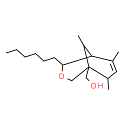 ChemSpider 2D Image | (4-Hexyl-6,8,9-trimethyl-3-oxabicyclo[3.3.1]non-6-en-1-yl)methanol | C18H32O2