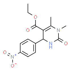 ChemSpider 2D Image | Ethyl-1,6-dimethyl-4-(4-nitrophenyl)-2-oxo-1,2,3,4-tetrahydro-5-pyrimidincarboxylat | C15H17N3O5