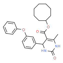ChemSpider 2D Image | Cyclooctyl 6-methyl-2-oxo-4-(3-phenoxyphenyl)-1,2,3,4-tetrahydro-5-pyrimidinecarboxylate | C26H30N2O4