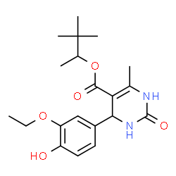 ChemSpider 2D Image | 3,3-Dimethyl-2-butanyl 4-(3-ethoxy-4-hydroxyphenyl)-6-methyl-2-oxo-1,2,3,4-tetrahydro-5-pyrimidinecarboxylate | C20H28N2O5
