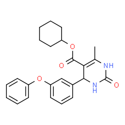 ChemSpider 2D Image | Cyclohexyl 6-methyl-2-oxo-4-(3-phenoxyphenyl)-1,2,3,4-tetrahydro-5-pyrimidinecarboxylate | C24H26N2O4